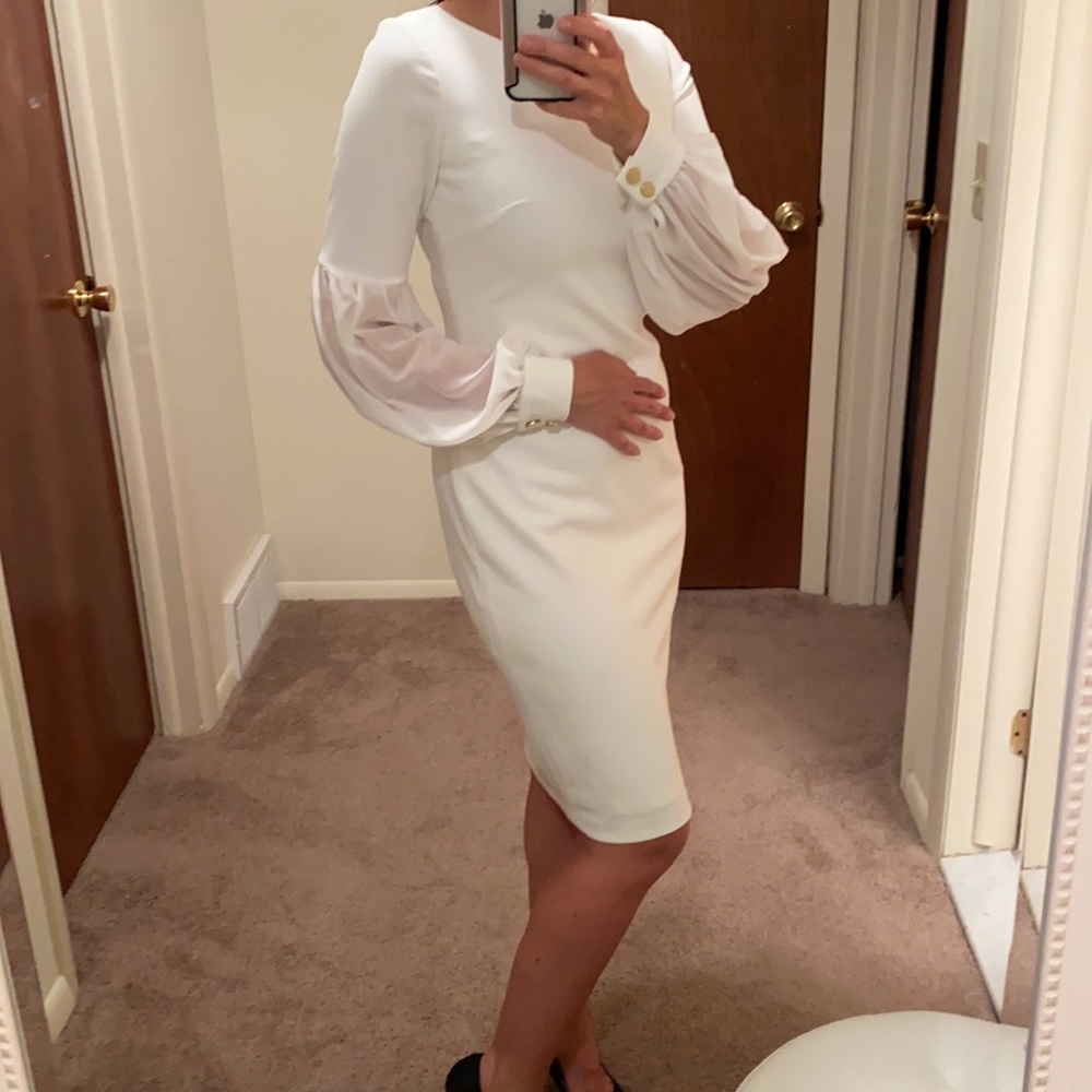 Cavin Klein white long sleeve dress